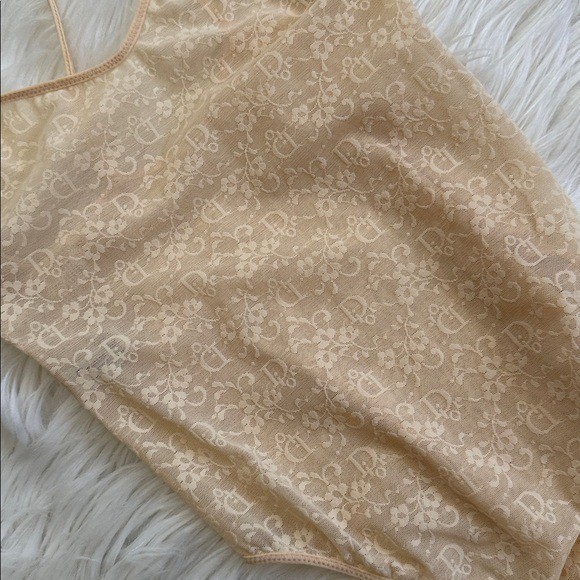 Christian Dior Intimates Vintage 80’s Lace Monogram Bodysuit Size 32