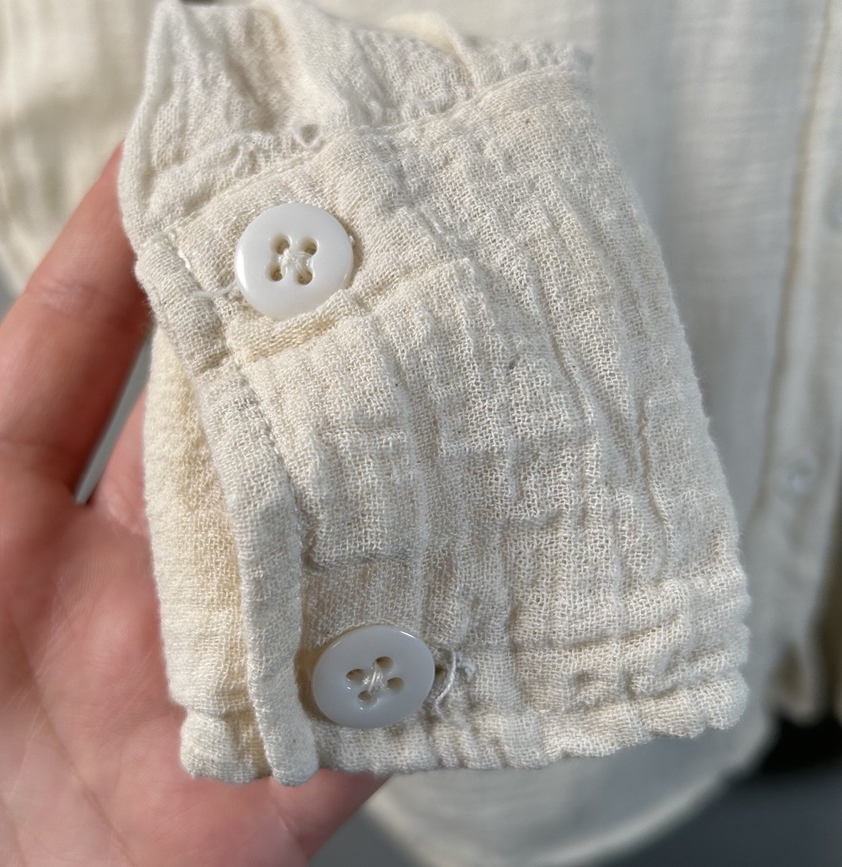 VTG 1970s Scenic Floral Embroidered White Gauze Cotton Button Up Womens Sz M