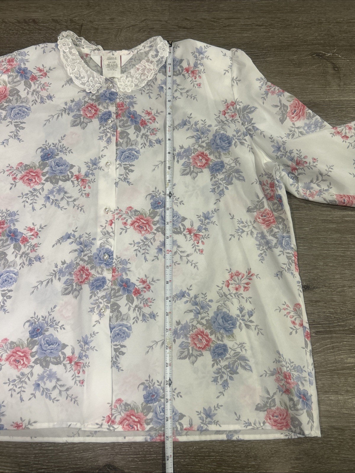 Vintage 70s Cricket Lane Floral Blouse 22W Plus Size Lace Collar Cottagecore GUC