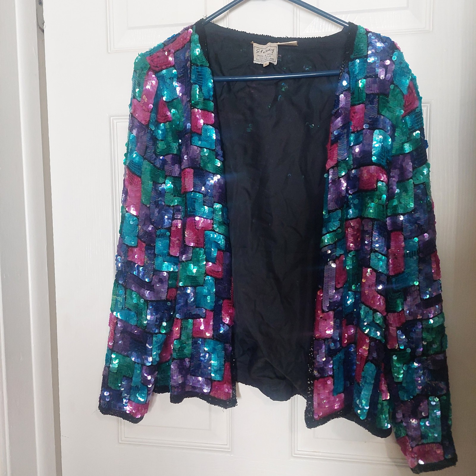 Stenay Vintage 80’s Sequined Embellished Silk Women’s XL Jacket Coctail Blazer
