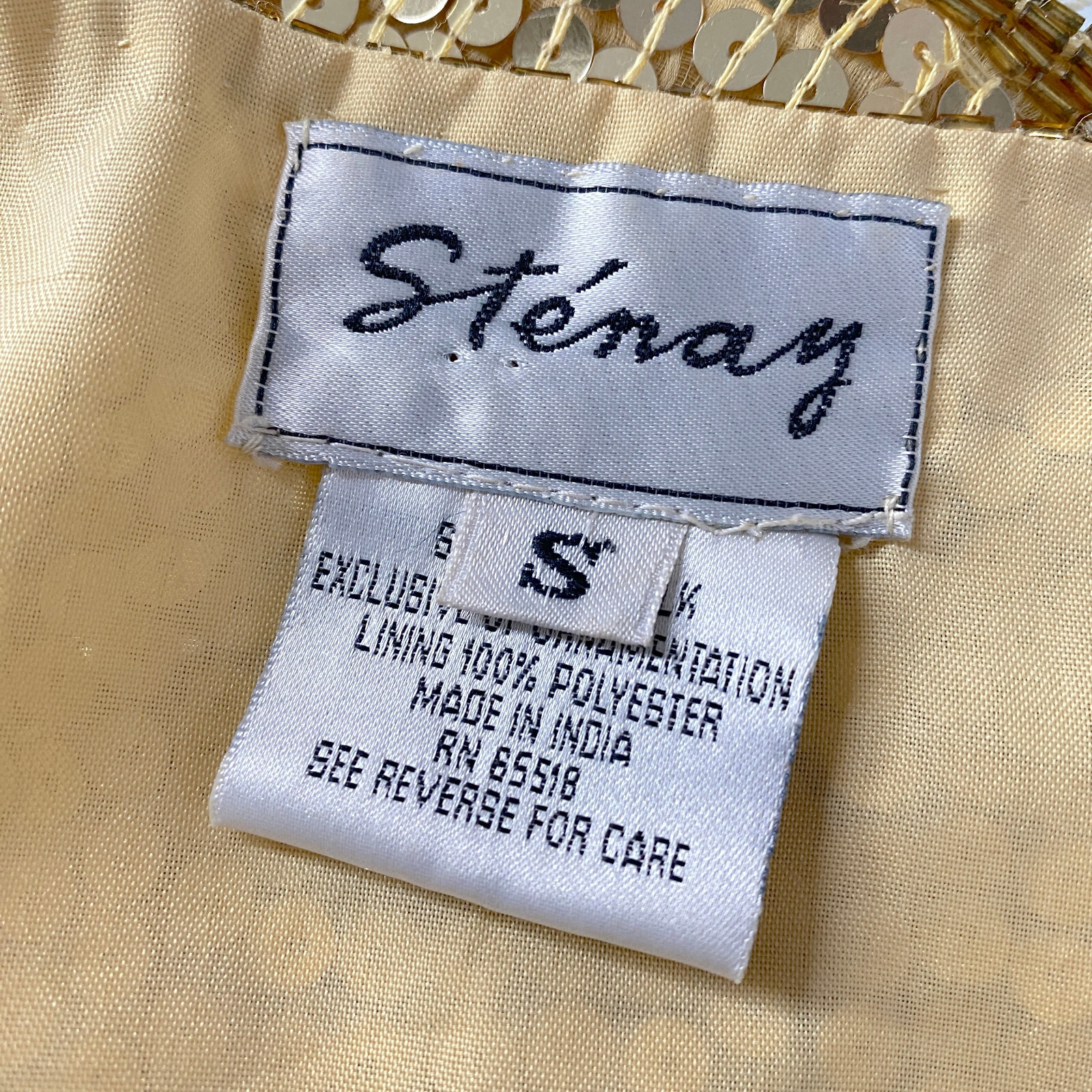 Stenay Vintage Sequined Evening Jacket Small Gold 100% Silk Lightweight Lined