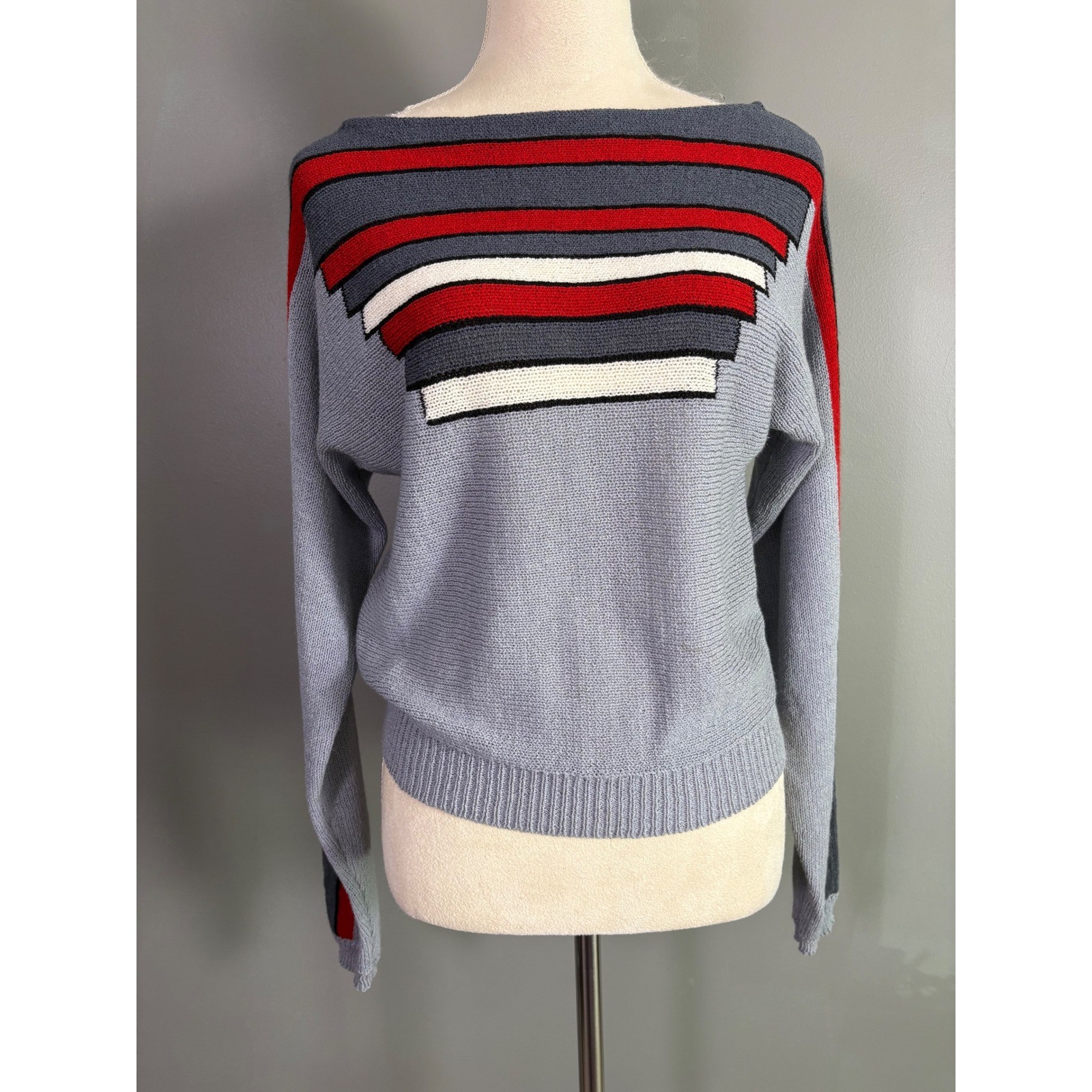 Vintage Umi Collections Anne Crimmins Sweater Women M Stripe 80s Geometric Bold