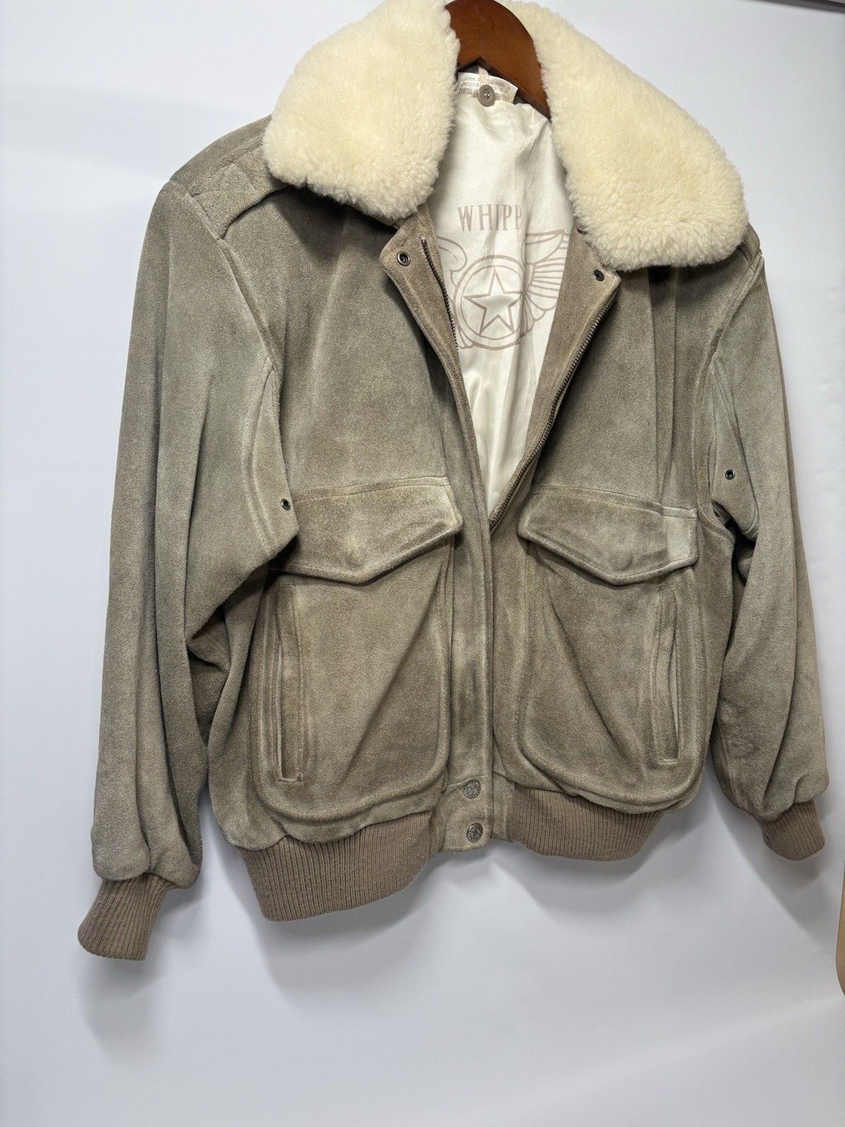 1970s Whipp Suede Bomber Jacket Shearling Fur Women’s Small Vintage Western