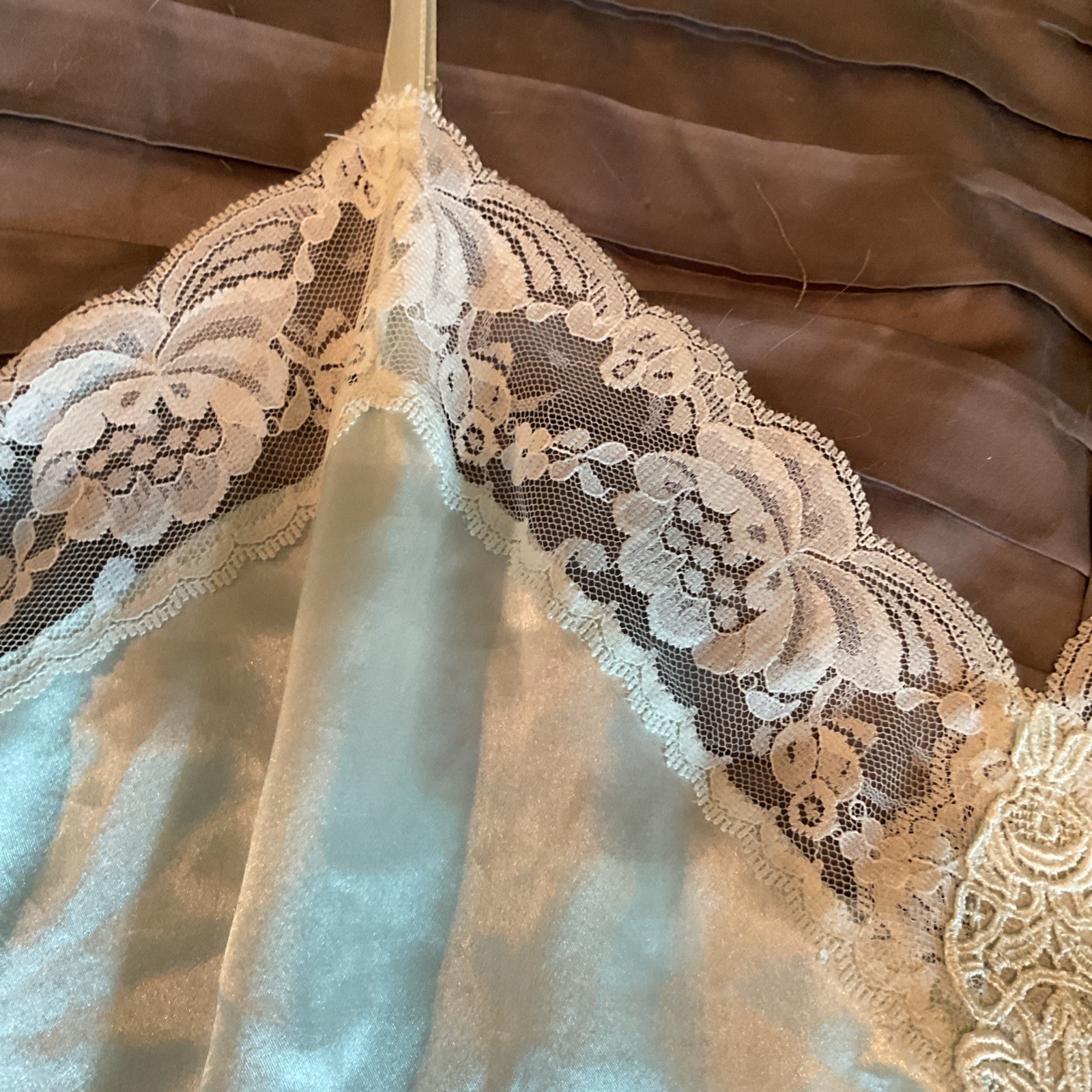 Vtg Mint Green Lace Lingerie Teddy Bodysuit Solange Shiny Satin 22/24 Plus